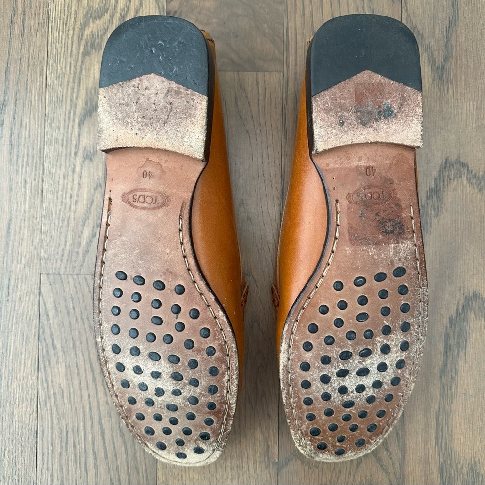 Tod’s Gommini Leather Driving Loafers in Camel Leather Size 40 EU / 10 US - Picture 6 of 8
